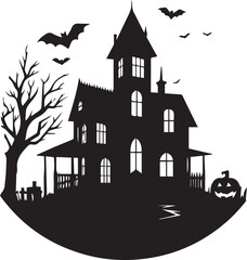 silhouettes of haunted houses vector. house for Halloween