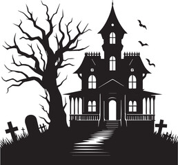 silhouettes of haunted houses vector. house for Halloween