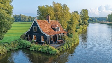 Fototapeta premium Picturesque Canal House in the Netherlands