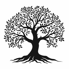 Black Tree Silhouette. Nature & Ecology Inspired Botanical Illustration for Home Decor & Wall Art
