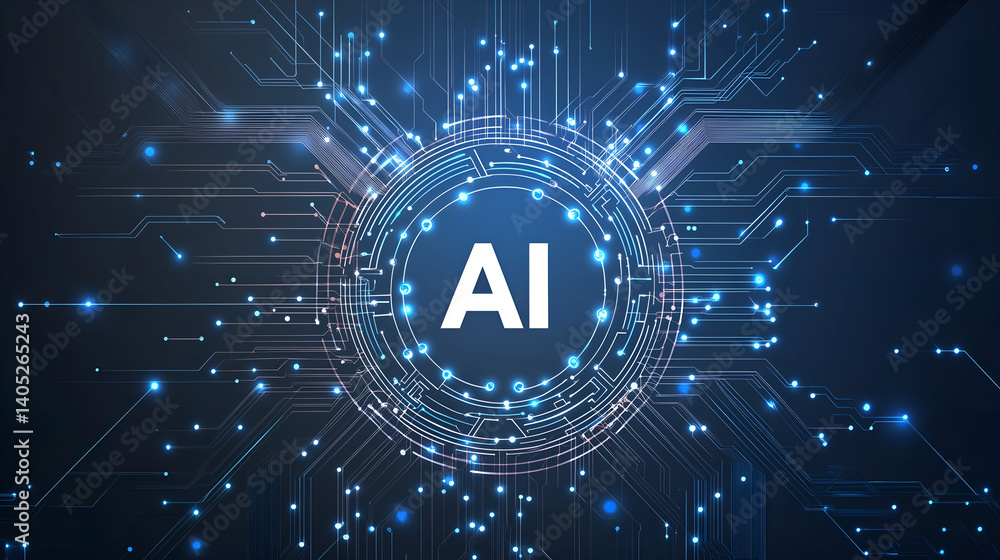 Poster ai convergence: an illustrative view of the artificial intelligence ai technology, highlighting the 