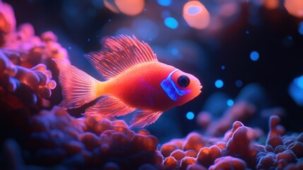 Radiant Aquatic Beauty: A Luminous Fish Amidst Coral Reef Elegance