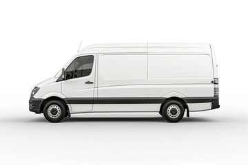 Detailed Color Picture of White Delivery Van on White Background Isolated