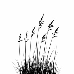 Black and White Silhouette Grassland. Scenic Artistic Design in Nature Art and Eco-Friendly Landscaping