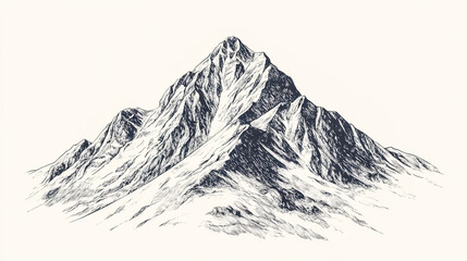  Intricate vintage-style woodcut engraving of a rugged mountain summit, illustrated in retro hand-drawn etching style