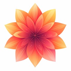 Fototapeta premium Vibrant Floral Illustration. Colorful Orange and Red Petals in Abstract Symmetrical Design
