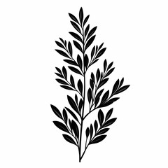 Botanical Leaves Silhouette. Minimalist Black and White Nature-Inspired Illustration