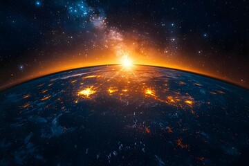 Stunning view of Earth at sunrise from space