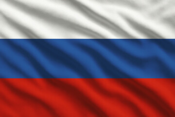 Waving flag of Russia, Russian flag blowing in the wind, full frame smooth fold