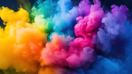 Fototapeta premium Rainbow Smoke Explosion: A Vivid Symphony of Colors