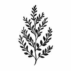 Naklejka premium Botanical Leaf and Branch Illustration. Minimalist Black and White Vector Art with Nature-Inspired Foliage Designs