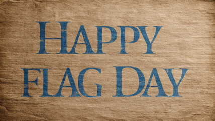 Vintage American illustration on textured kraft paper "Flag Day". A hand-drawn flag of the USA. Vintage congratulations on the US Flag Day. The text is "US Flag Day."