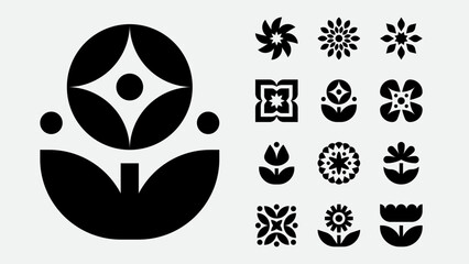 Bold Minimalism Wild Flowers Solid Icons