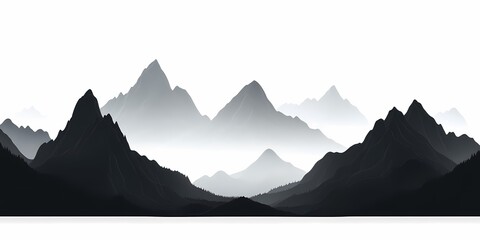 Monochrome Mountain Range. Abstract Serenity and Dynamic Peaks in Artistic Black and White Scenery