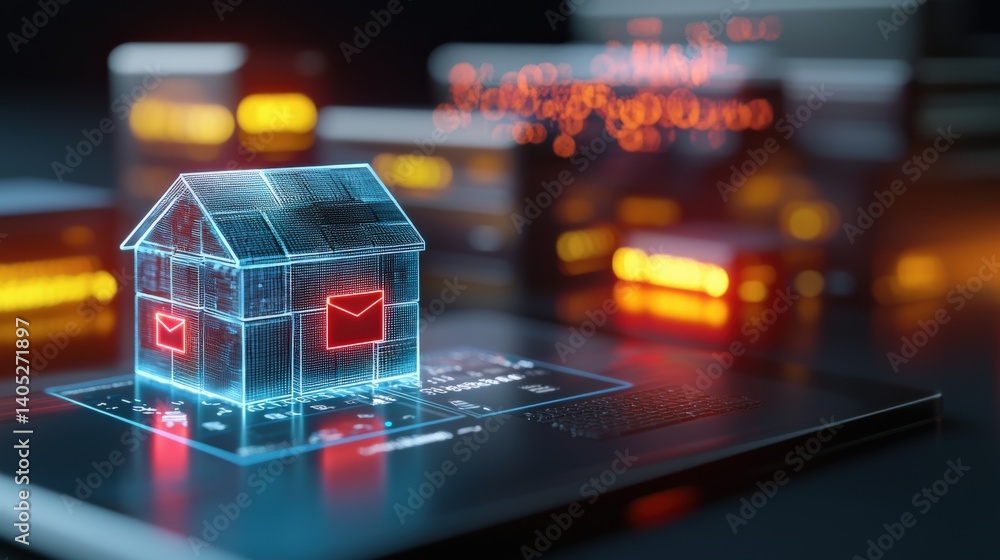 Poster digital transformation event home virtualization in technology online platform futuristic environmen