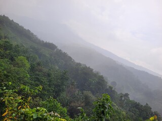 mountain landscape with fog