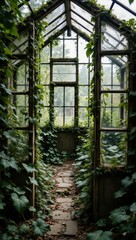 Exploring an Abandoned Greenhouse Overtaken by Vines Nature Photography Serene Environment Inside View Urban Decay