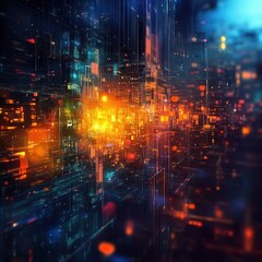 Obraz premium Futuristic Cityscape, Digital Architecture