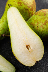 Pear ripe fruit juicy sweet fresh gourmet food background on the table rustic food top view copy space keto and paleo diet vegetarian and vegan food