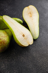 Pear ripe fruit juicy sweet fresh gourmet food background on the table rustic food top view copy space keto and paleo diet vegetarian and vegan food