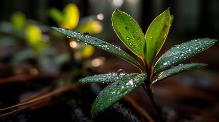 Delicate sprout with morning dew
