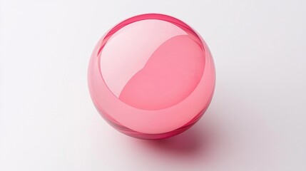 A pink glass sphere with a reflective surface.