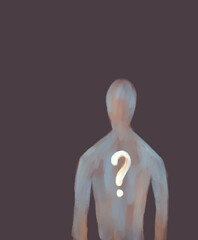 Mysterious Silhouette with Glowing Question Mark