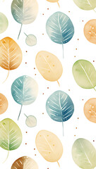 Pastel leaf pattern with botanical elements in soft colors