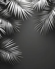 Obraz premium Monochrome palm leaves framing a dark background