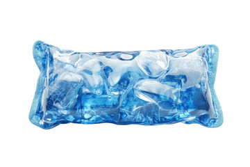 Fototapeta premium A captivating image of a translucent blue ice pack filled with sculpted ice cubes against a stark black background