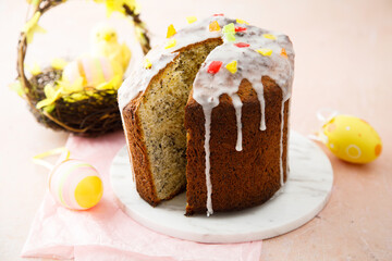 Traditional Easter bread with sugar glaze