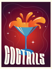 Cocktail party poster with inscription. Margarita. Vector image.