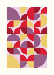Seamless wallpaper with a semicircle pattern in Bauhaus style. Vector illustration.