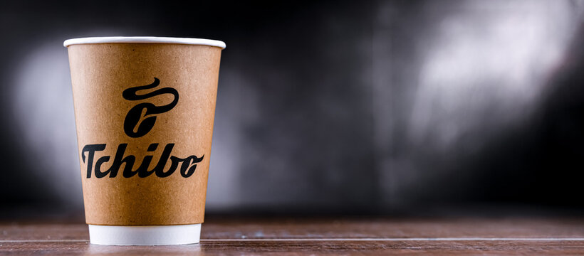 Cup of Tchibo coffee, a chain of coffee retailers and cafes