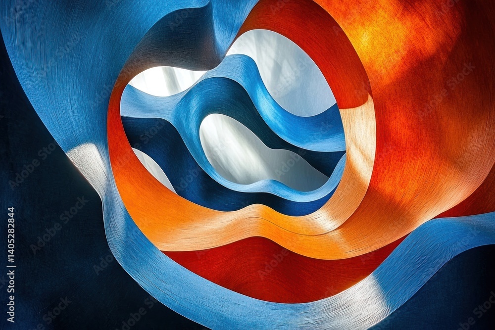 Poster abstract architectural design. dynamic curves of vibrant colors interweave