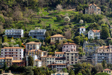 Fototapeta premium The town of Como view from the port of Como
