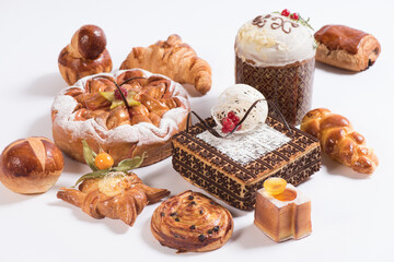 delicious sweet food flour products, the work of a professional bakery.
