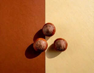 Obraz premium Whole Hazelnuts – Studio Still Life on Pastel Beige and Brown
