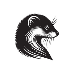 Mink Vector- Black and White Mink art - Mink Silhouette - Mink Illustration.