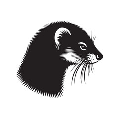 Mink Vector- Black and White Mink art - Mink Silhouette - Mink Illustration.