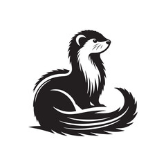 Mink Vector- Black and White Mink art - Mink Silhouette - Mink Illustration.
