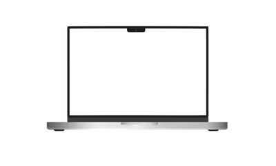  modern computer, laptop with a blank screen background on a white background