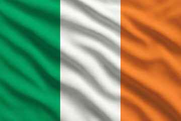 Obraz premium Waving flag of Ireland, Irish flag blowing in the wind, full frame smooth fold