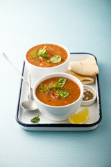 Homemade tomato soup with beef