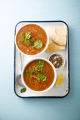 Homemade tomato soup with beef