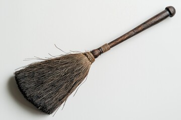 Antique dusting brush with wooden handle