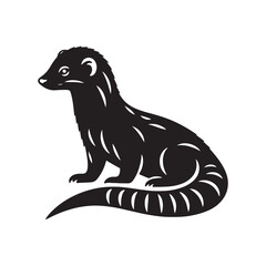 Mongoose Vector - Minimal Mongoose Silhouette - Mongoose Illustration - Mongoose Black and White Design.