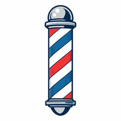 Create a vector graphic of a classic barber pole with a bold stroke.  Use vibrant, contrasting colors.