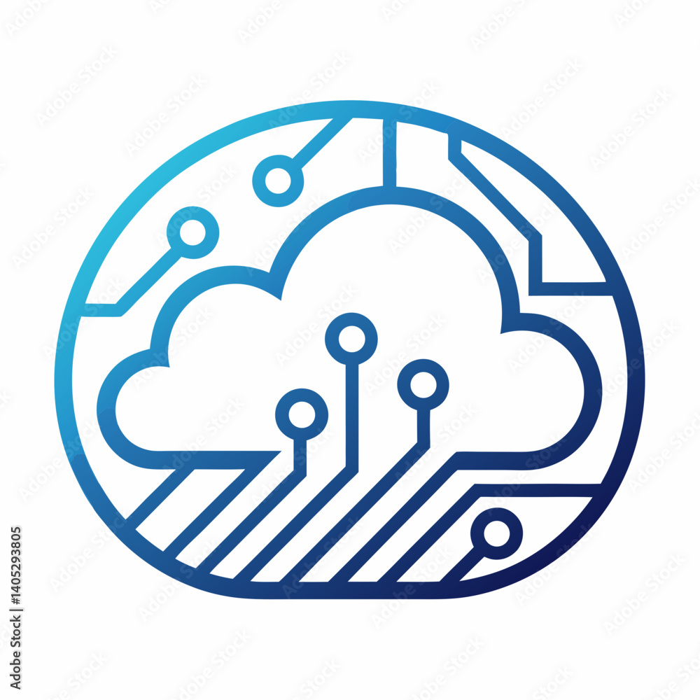 Poster design a bold, vector cloud services logo with a strong stroke. use a gradient for added visual appe