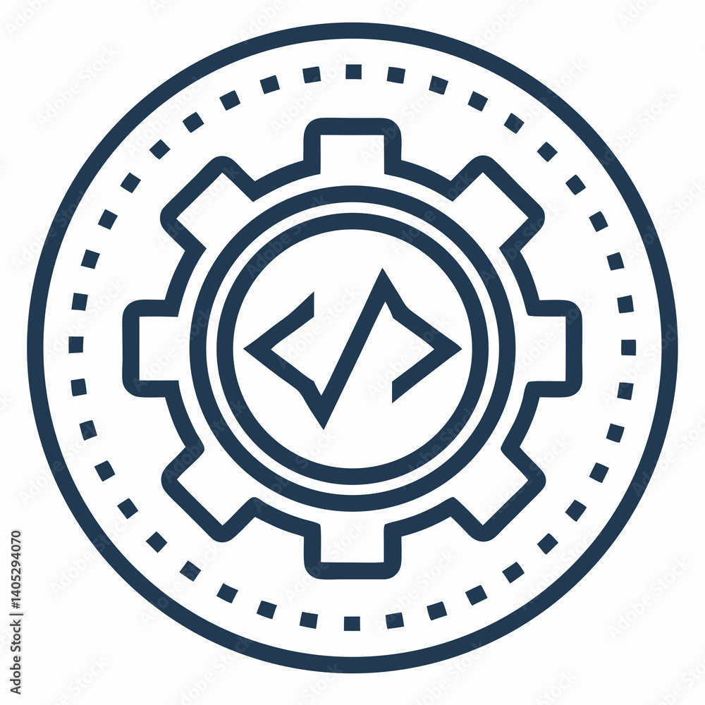 Poster design a vector logo with a bold stroke, showcasing coding tools. the logo should be visually striki